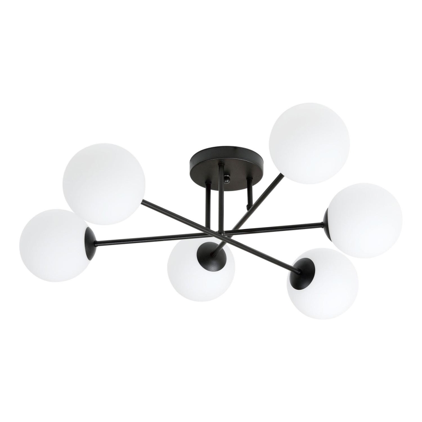 Lustra ar stieni ROMA 6xE14/10W/230V melna/balta