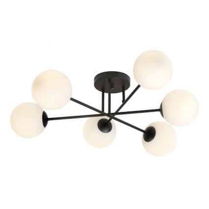 Lustra ar stieni ROMA 6xE14/10W/230V melna/balta