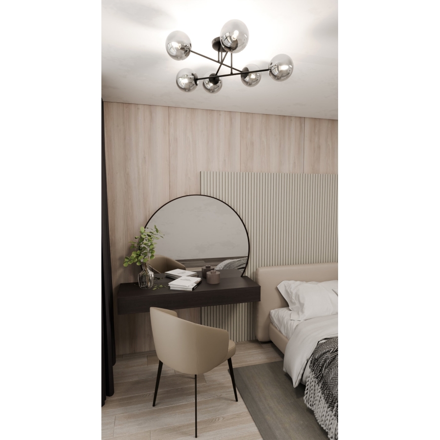 Lustra ar stieni ROMA 6xE14/10W/230V melna/dūmakains