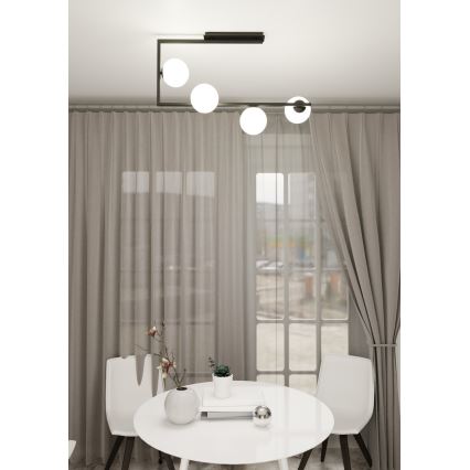 Lustra ar stieni SOMA 4xE14/10W/230V melna/balta