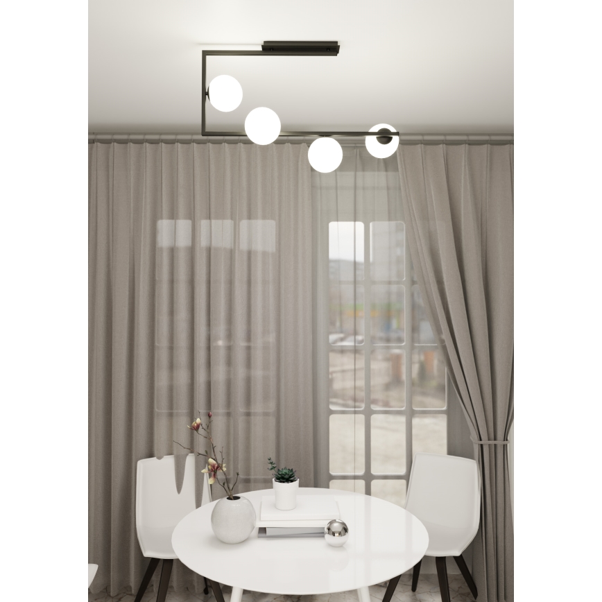 Lustra ar stieni SOMA 4xE14/10W/230V melna/balta
