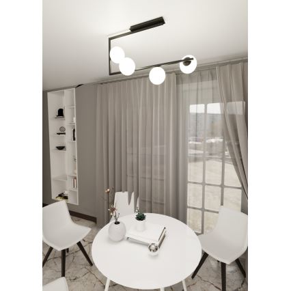 Lustra ar stieni SOMA 4xE14/10W/230V melna/balta