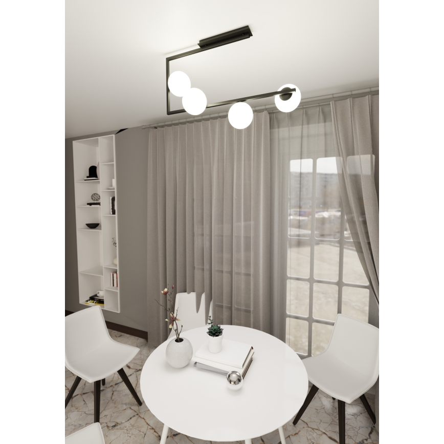 Lustra ar stieni SOMA 4xE14/10W/230V melna/balta