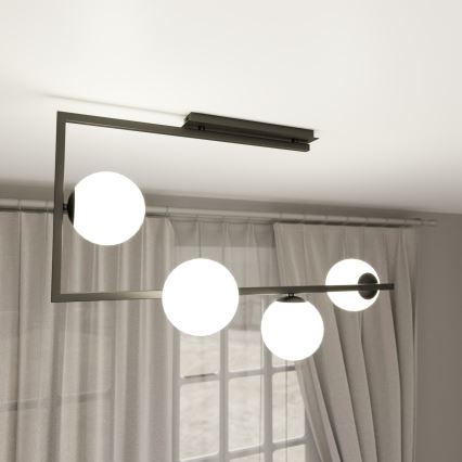 Lustra ar stieni SOMA 4xE14/10W/230V melna/balta