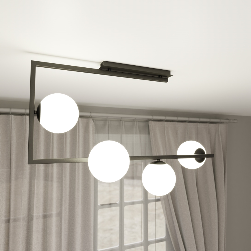 Lustra ar stieni SOMA 4xE14/10W/230V melna/balta