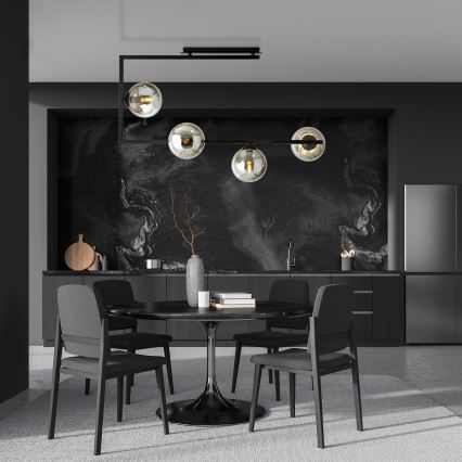 Lustra ar stieni SOMA 4xE14/10W/230V melna/pelēka