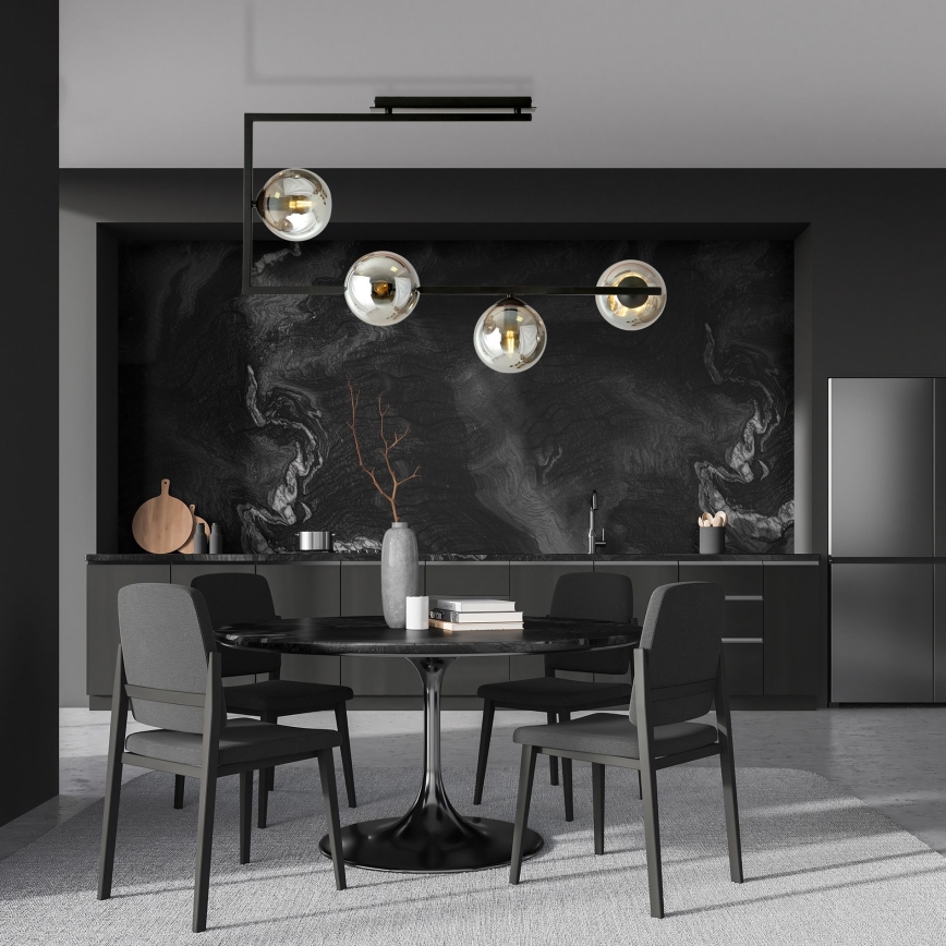 Lustra ar stieni SOMA 4xE14/10W/230V melna/pelēka