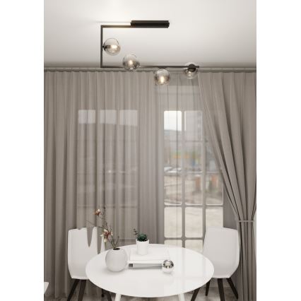 Lustra ar stieni SOMA 4xE14/10W/230V melna/pelēka