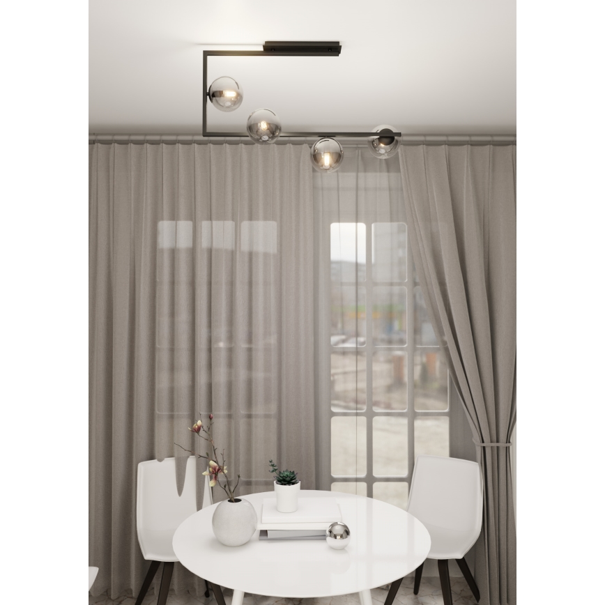Lustra ar stieni SOMA 4xE14/10W/230V melna/pelēka