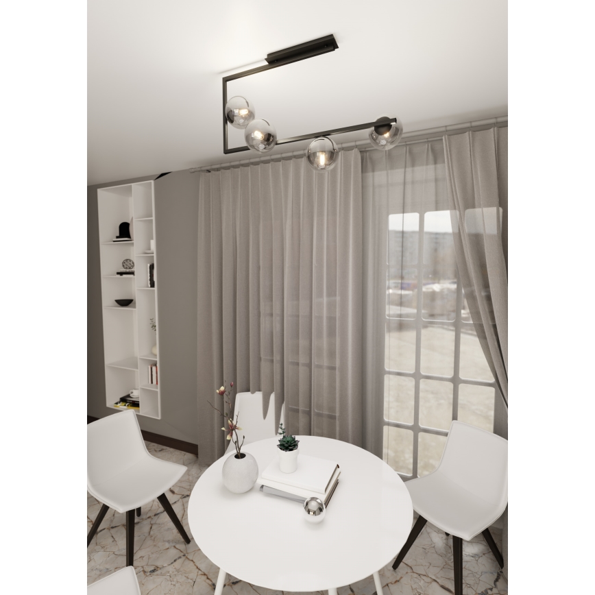 Lustra ar stieni SOMA 4xE14/10W/230V melna/pelēka