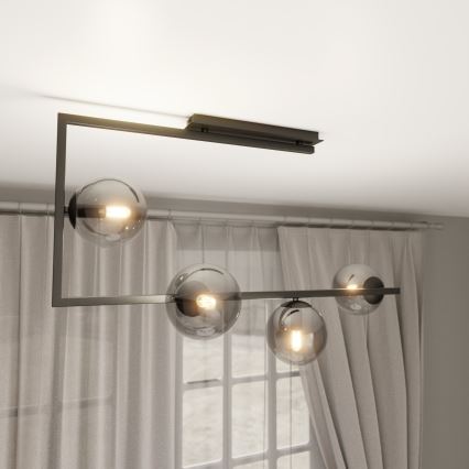 Lustra ar stieni SOMA 4xE14/10W/230V melna/pelēka