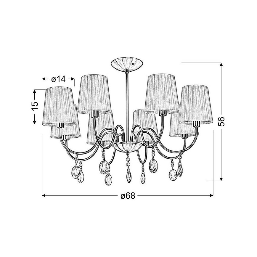 Lustra ar stieni SORENTO 8xE14/40W/230V melna