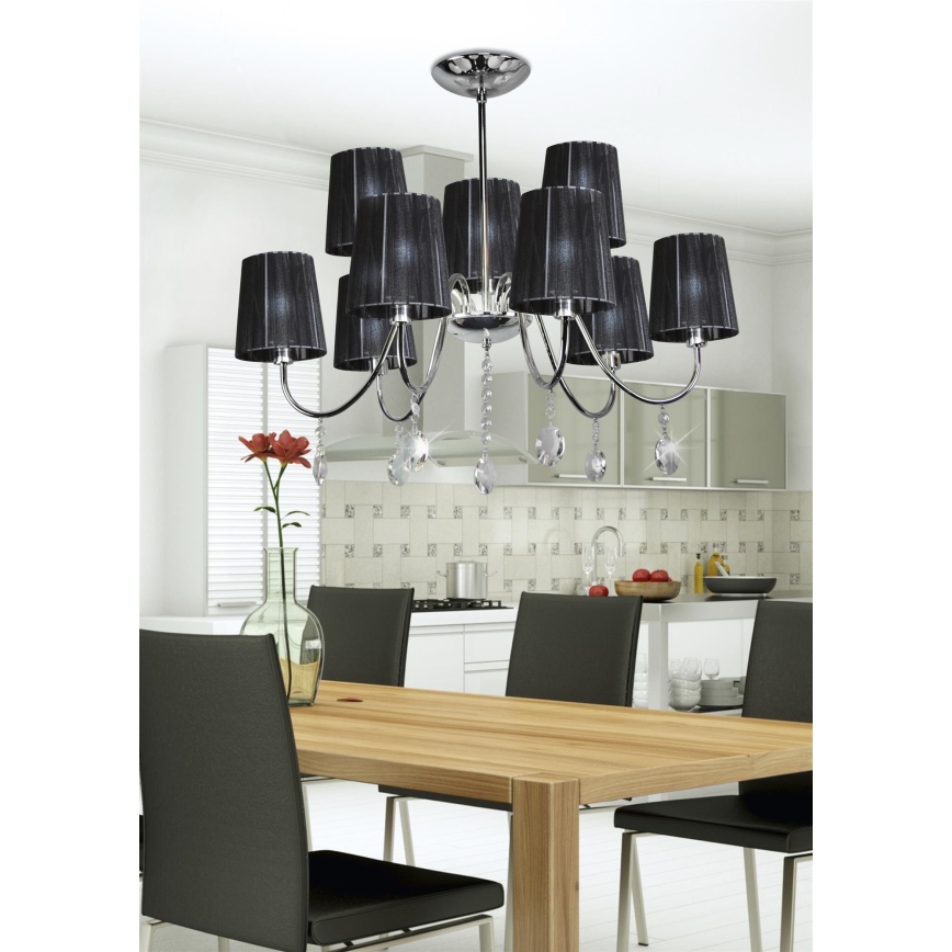 Lustra ar stieni SORENTO 9xE14/40W/230V melna