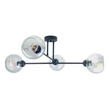 Lustra ar stieni VASCO 4xE27/60W/230V melna/caurspīdīga