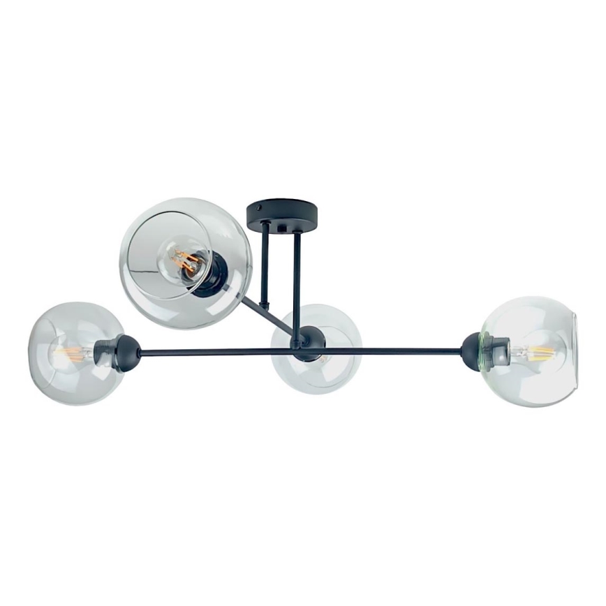 Lustra ar stieni VASCO 4xE27/60W/230V melna/caurspīdīga