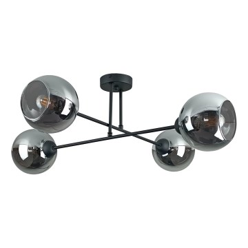 Lustra ar stieni VASCO 4xE27/60W/230V melna/dūmakains melna