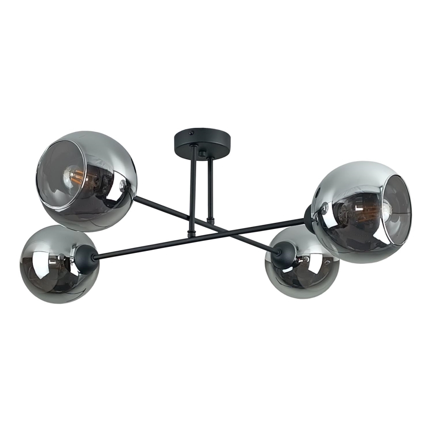Lustra ar stieni VASCO 4xE27/60W/230V melna/dūmakains melna