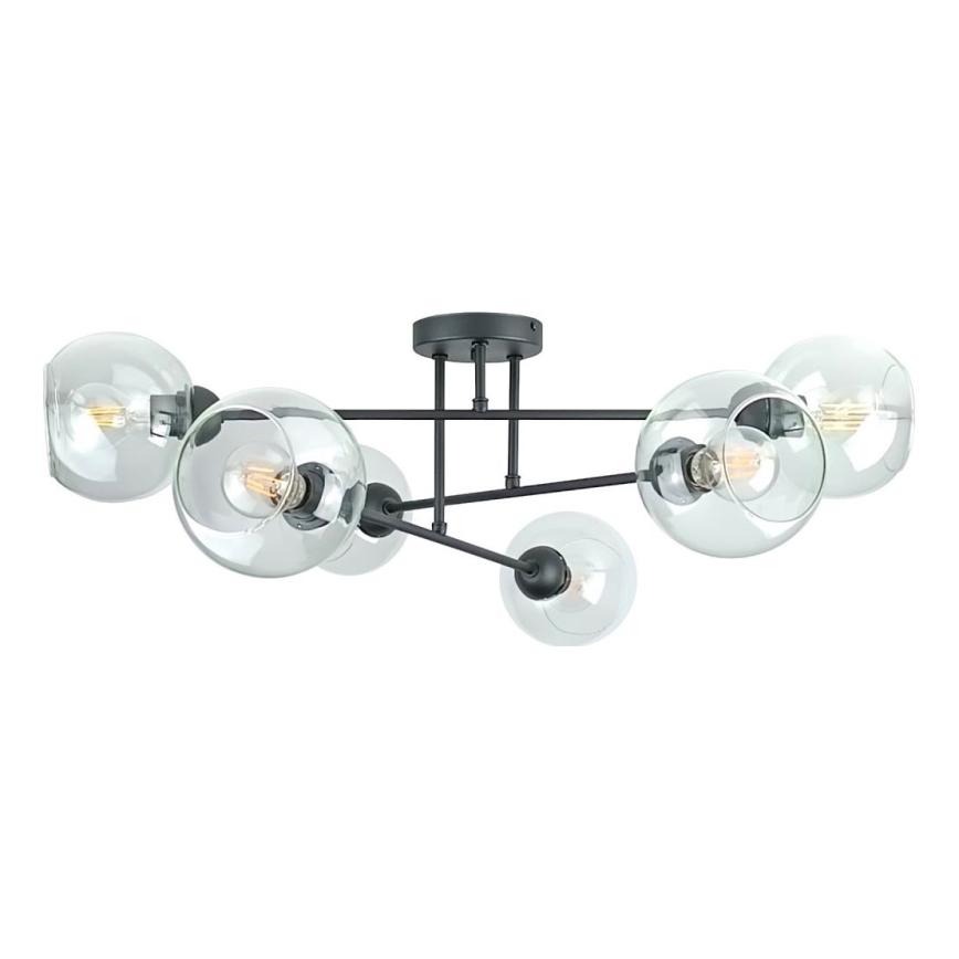 Lustra ar stieni VASCO 6xE27/60W/230V melna/caurspīdīga