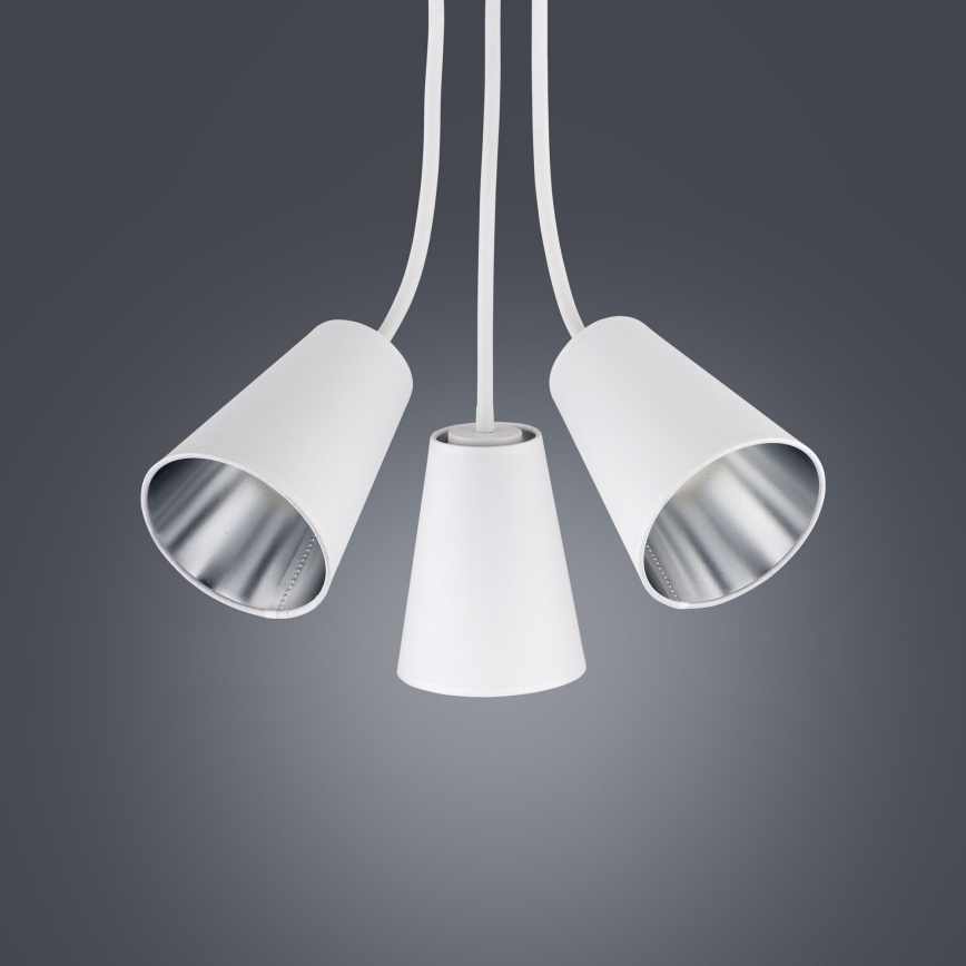 Lustra ar stieni WIRE 3xE27/15W/230V balta/sudraba