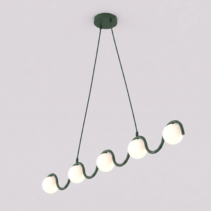 Lustra ar trosi SINUS 5xG9/8W/230V zaļa