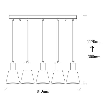 Lustra KEM uz troses 5xE27/40W/230V melna