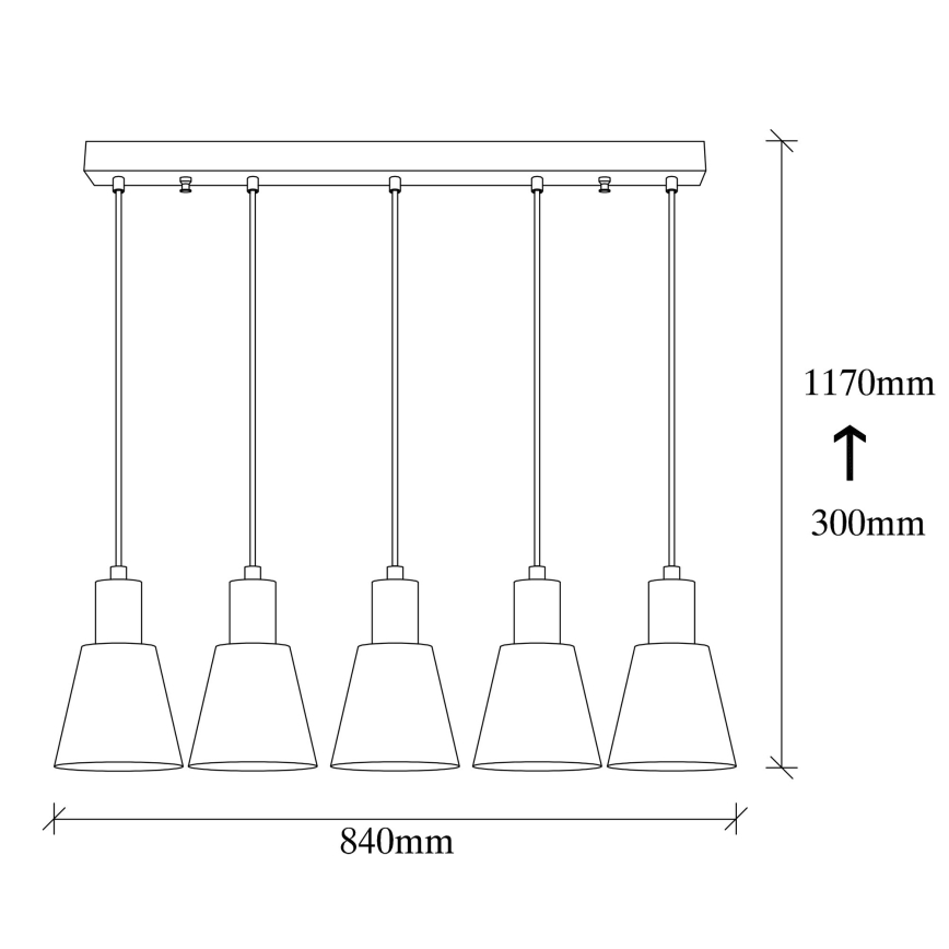 Lustra KEM uz troses 5xE27/40W/230V melna