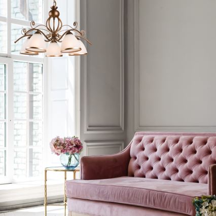 Lustra RETRO II ar ķēdi, 5×E27, 60 W, 230 V, bronzas patina