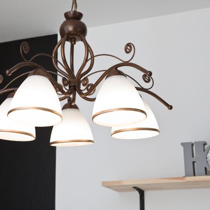 Lustra RETRO II ar ķēdi, 5×E27, 60 W, 230 V, bronzas patina
