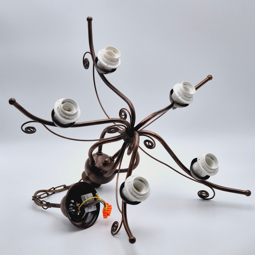 Lustra RETRO II ar ķēdi, 5×E27, 60 W, 230 V, bronzas patina