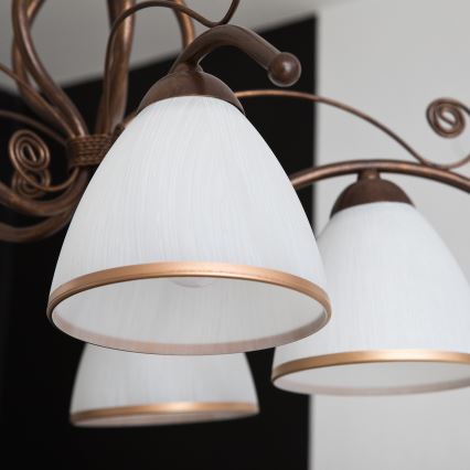 Lustra RETRO II ar ķēdi, 5×E27, 60 W, 230 V, bronzas patina