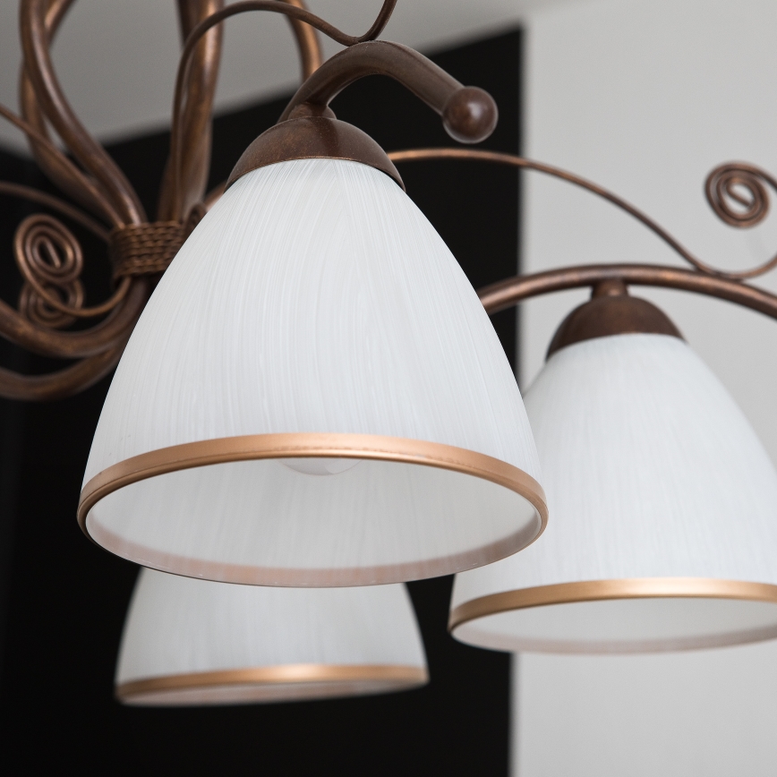 Lustra RETRO II ar ķēdi, 5×E27, 60 W, 230 V, bronzas patina