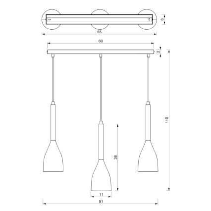 Lustra uz aukals MUZA NEW 3xE27/60W/230V melna