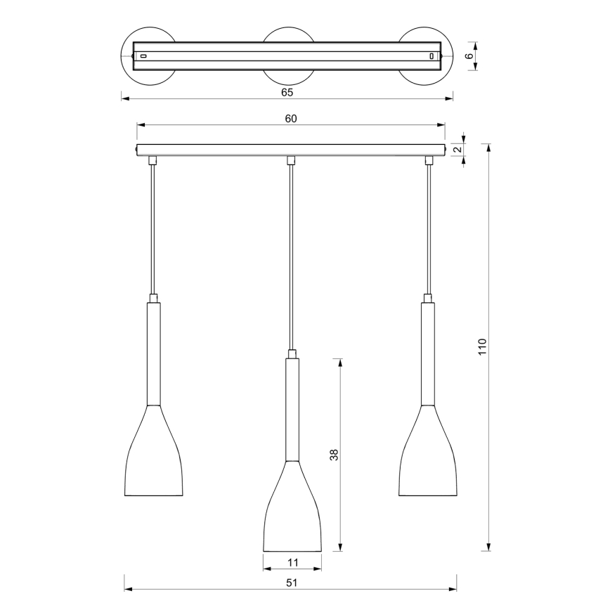 Lustra uz aukals MUZA NEW 3xE27/60W/230V melna