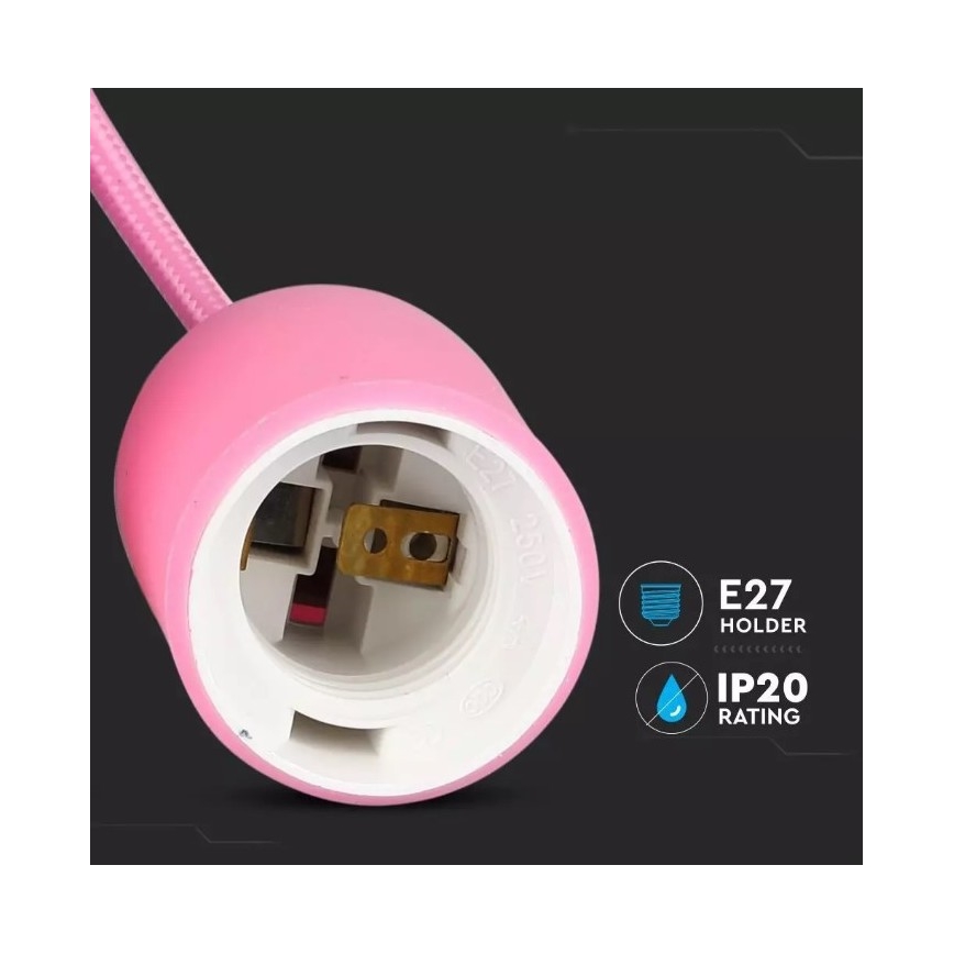 Lustra uz auklas 1xE27/60W/230V rozā