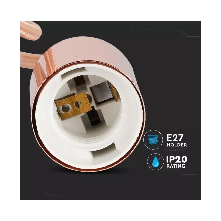 Lustra uz auklas 1xE27/60W/230V rozes zelta