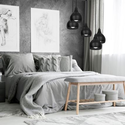 Lustra uz auklas AKTAN 5xE27/60W/230V melna apaļa