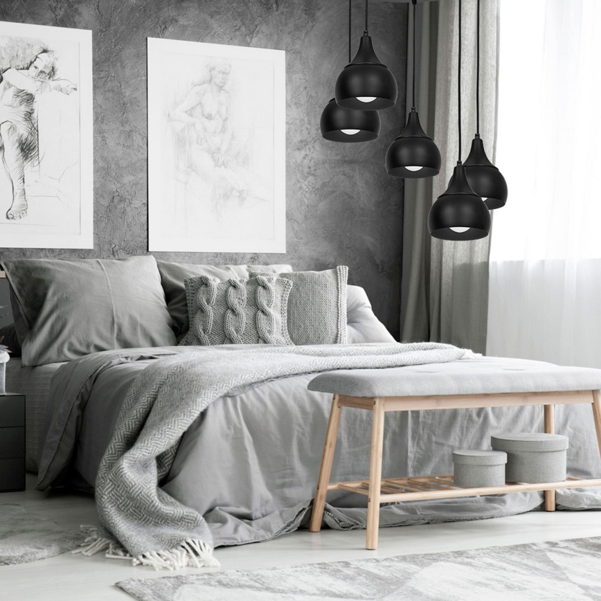 Lustra uz auklas AKTAN 5xE27/60W/230V melna apaļa