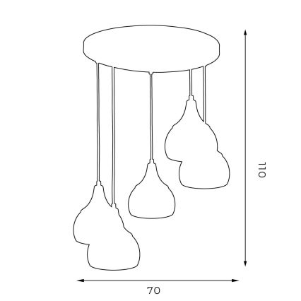 Lustra uz auklas AKTAN 5xE27/60W/230V melna apaļa