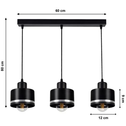 Lustra uz auklas BODO SILVER 3xE27/60W/230V