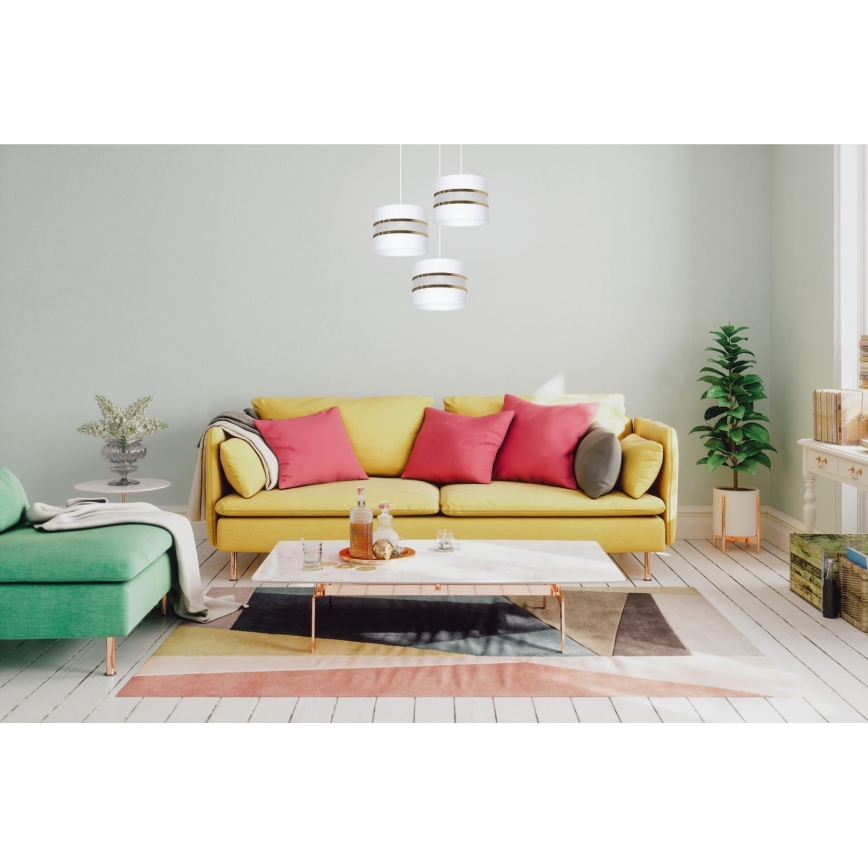 Lustra uz auklas CORAL 3xE27/60W/230V balta