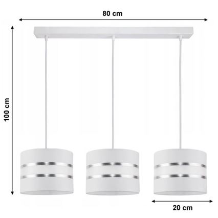 Lustra uz auklas CORAL 3xE27/60W/230V balta