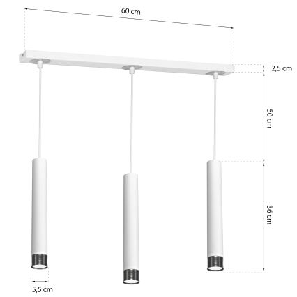 Lustra uz auklas DANI 3xGU10/8W/230V