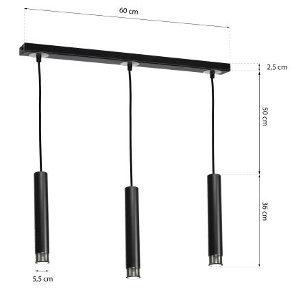 Lustra uz auklas DANI 3xGU10/8W/230V