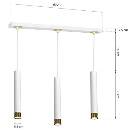 Lustra uz auklas DANI 3xGU10/8W/230V