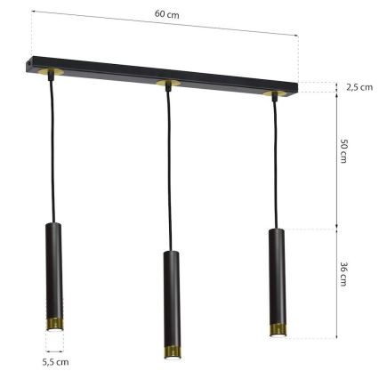 Lustra uz auklas DANI 3xGU10/8W/230V