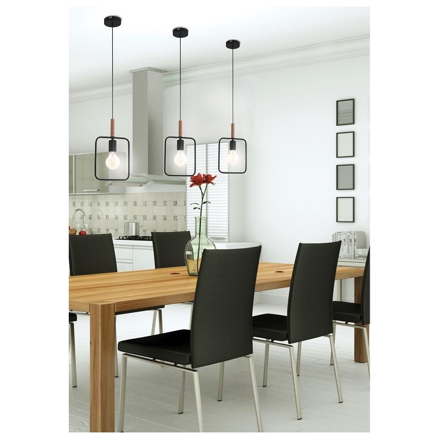Lustra uz auklas FRAME 1xE27/60W/230V melna