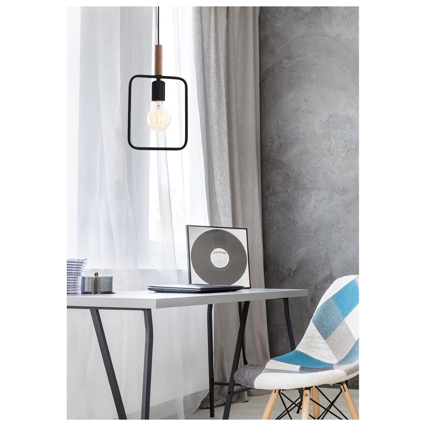 Lustra uz auklas FRAME 1xE27/60W/230V melna
