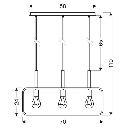 Lustra uz auklas FRAME 3xE27/60W/230V melna