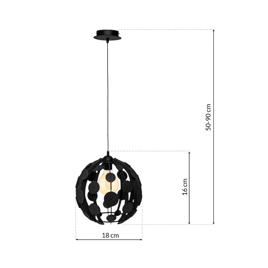 Lustra uz auklas GAIA 1xE27/60W/230V melna un brūna diametrs 18 cm