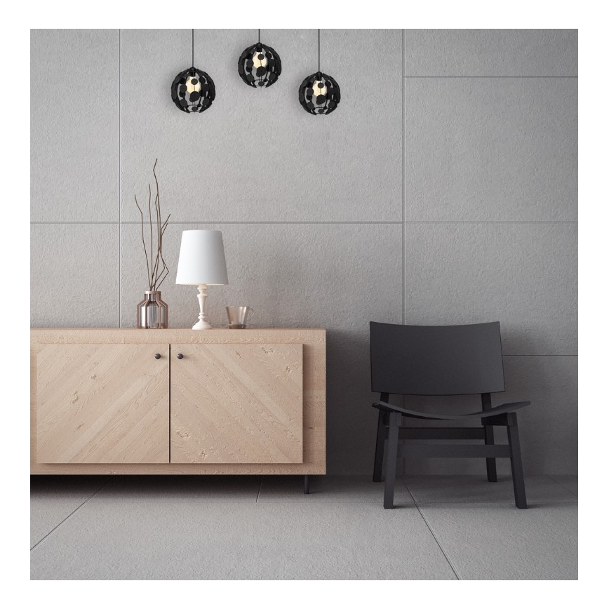 Lustra uz auklas GAIA 3xE27/60W/230V melns/brūns